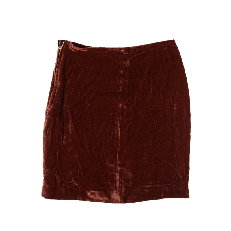 breathable cotton skirts -Brick Red Velour Swift Skirt