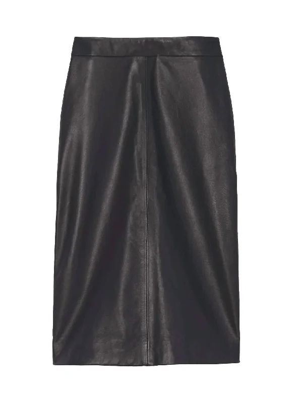 quick dry travel skirts -Lianna Leather Skirt In Black