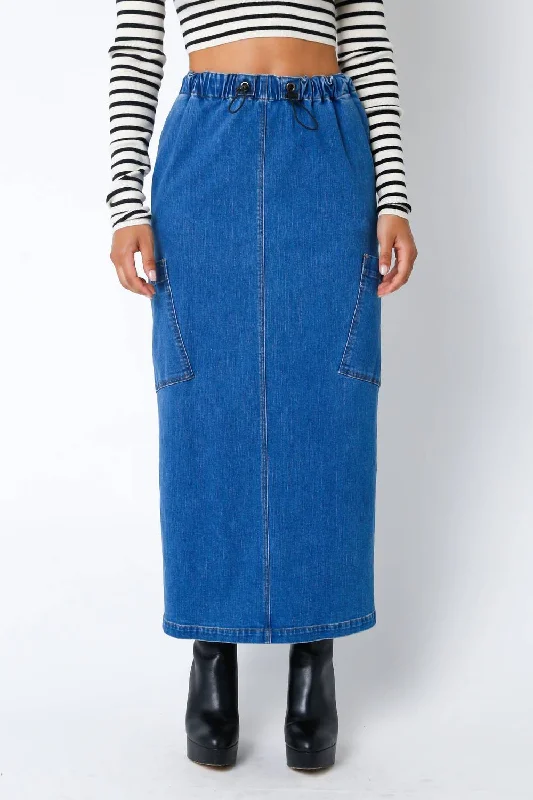 premium bamboo asymmetrical skirts -Parachute Skirt In Denim