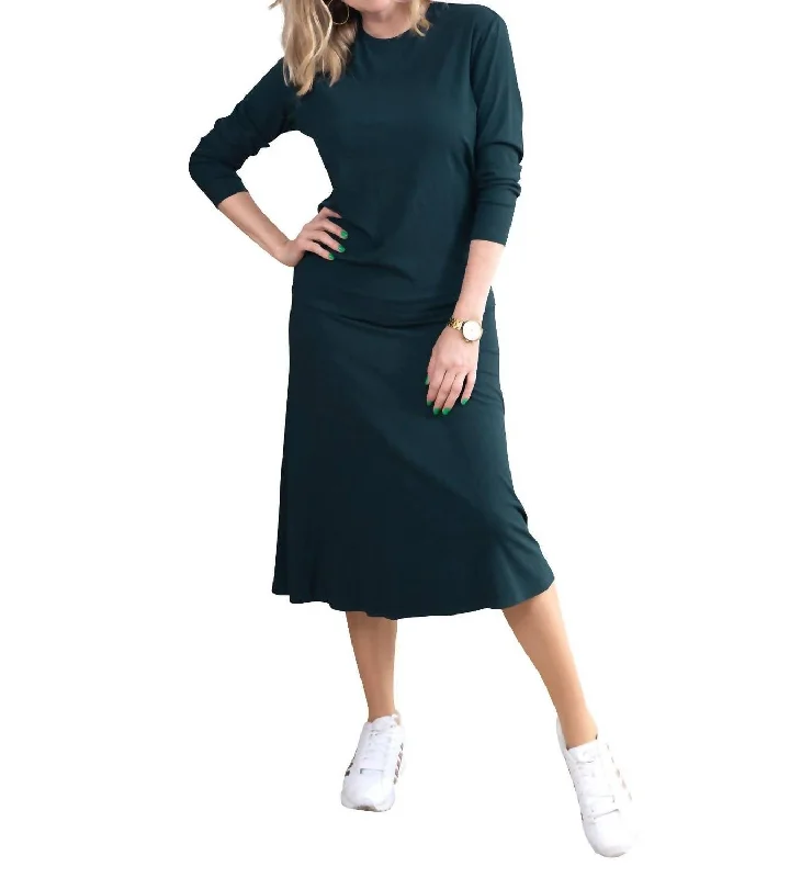 minimalist slim midi skirts -Ribbed A-Line Skirt In Jade