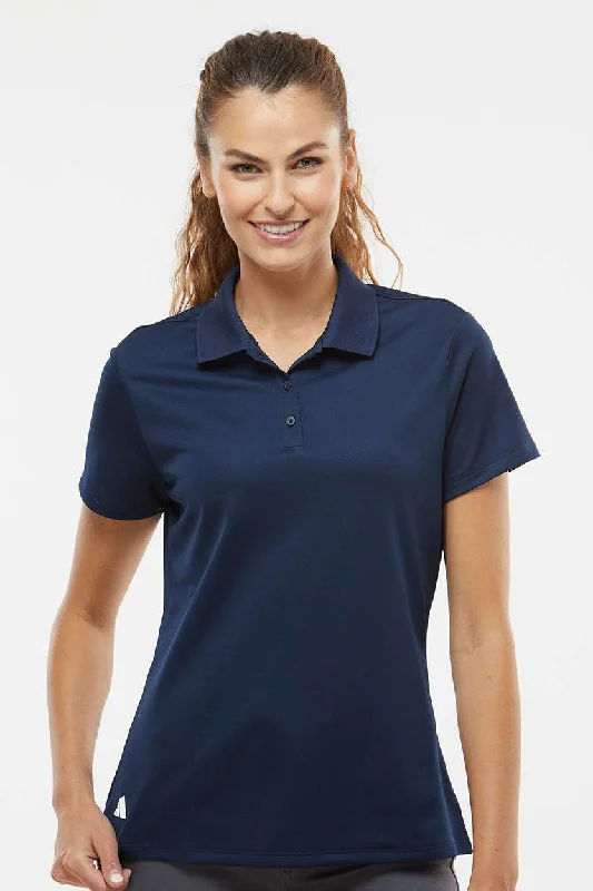 premium satin silk blouses & shirts -Adidas Womens UV Protection Short Sleeve Polo Shirt - Collegiate Navy Blue