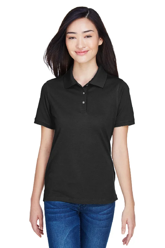 minimalist basic wrap blouses & shirts -Harriton Womens Easy Blend Wrinkle Resistant Short Sleeve Polo Shirt - Black