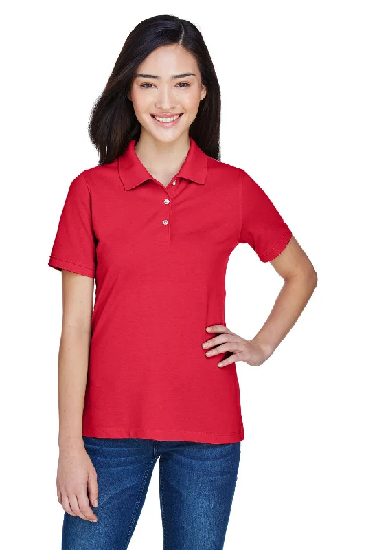 durable work blouses & shirts -Harriton Womens Easy Blend Wrinkle Resistant Short Sleeve Polo Shirt - Red