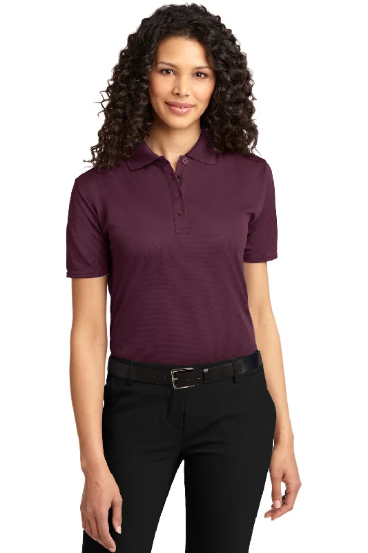 relaxed casual silk blouses & shirts -Port Authority Womens Dry Zone Moisture Wicking Short Sleeve Polo Shirt - Maroon - Closeout