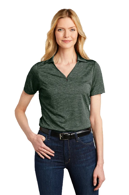 high performance linen blouses & shirts -Port Authority Womens Moisture Wicking Shadow Stripe Short Sleeve Polo Shirt - Deep Forest Green