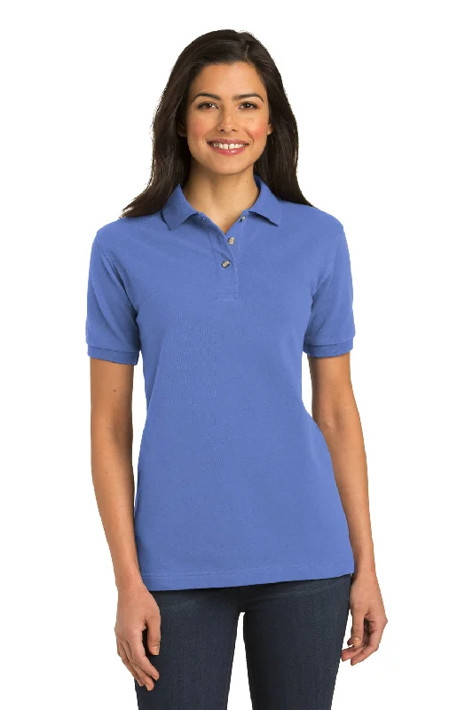 soft cotton wrap blouses & shirts -Port Authority Womens Shrink Resistant Short Sleeve Polo Shirt - Blueberry - Closeout