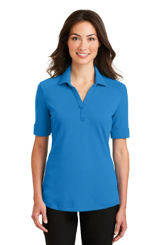 warm thermal silk blouses & shirts -Port Authority Womens Silk Touch Performance Moisture Wicking Short Sleeve Polo Shirt - Brilliant Blue - Closeout