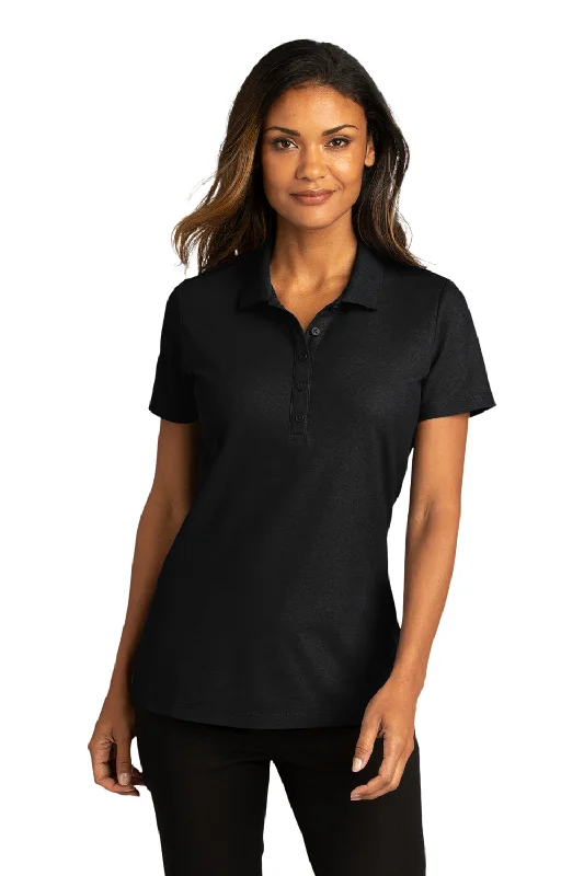 lightweight travel blouses & shirts -Port Authority Womens React SuperPro Snag Resistant Short Sleeve Polo Shirt - Deep Black