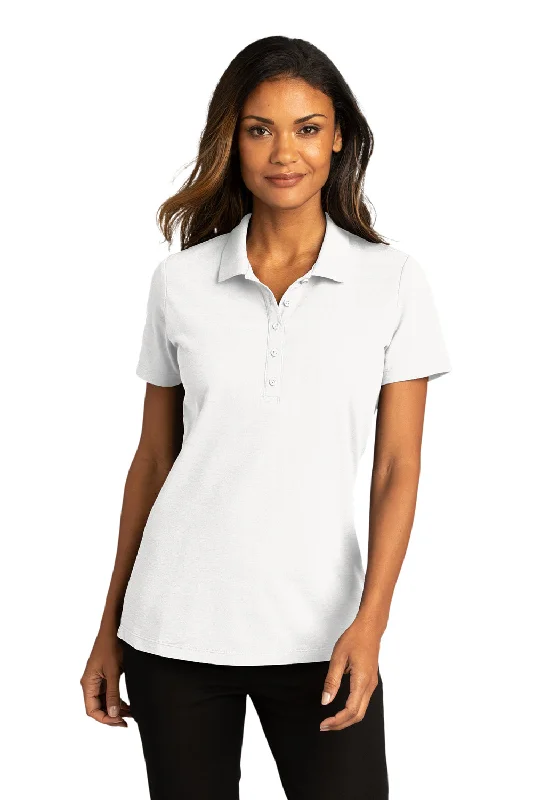 tailored slim linen blouses & shirts -Port Authority Womens React SuperPro Snag Resistant Short Sleeve Polo Shirt - White