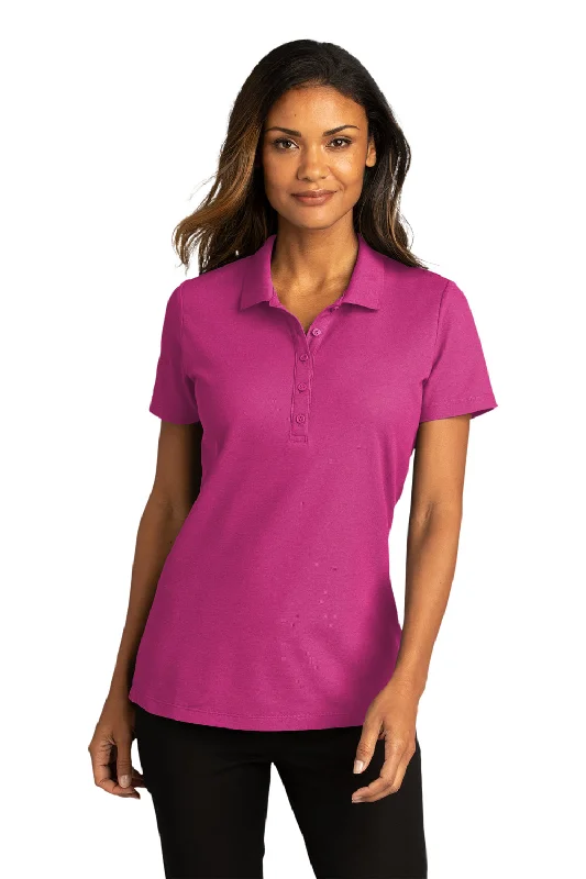 stretchy yoga blouses & shirts -Port Authority Womens React SuperPro Snag Resistant Short Sleeve Polo Shirt - Wild Berry - Closeout