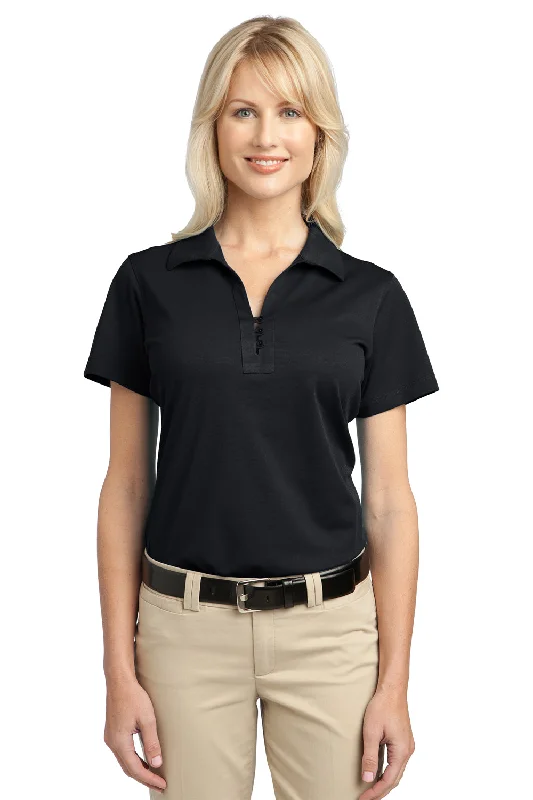 stylish color block silk blouses & shirts -Port Authority Womens Tech Moisture Wicking Short Sleeve Polo Shirt - Black