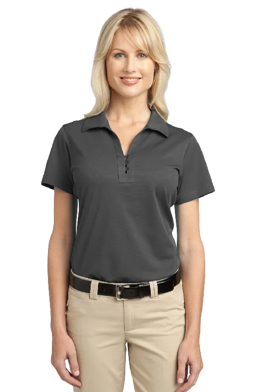 flared sleeve silk blouses & shirts -Port Authority Womens Tech Moisture Wicking Short Sleeve Polo Shirt - Smoke Grey