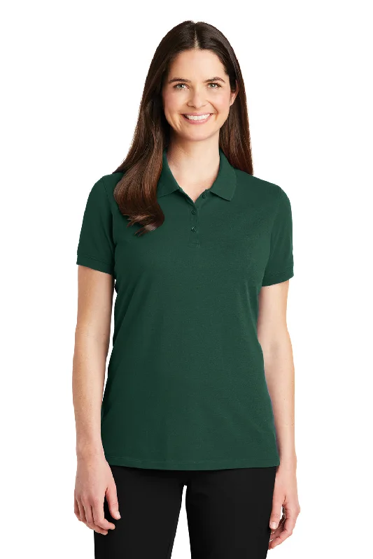 tailored slim silk blouses & shirts -Port Authority Womens Wrinkle Resistant Short Sleeve Polo Shirt - Green Glen - Closeout