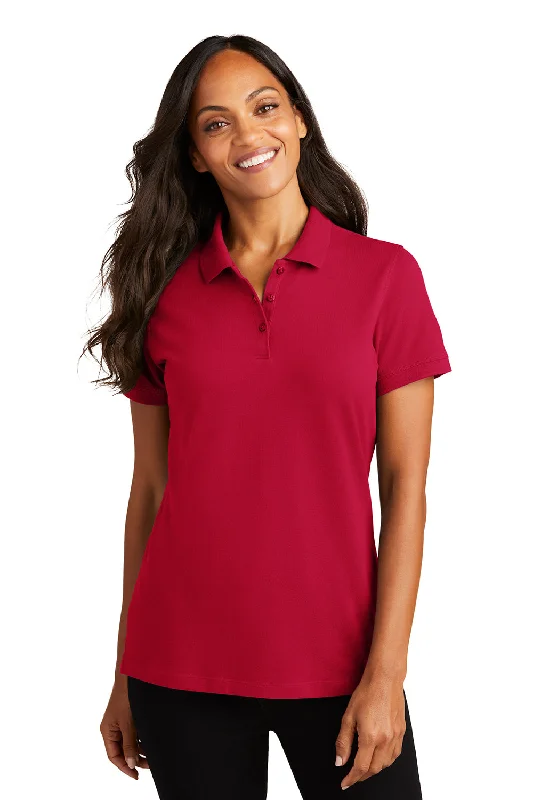 lightweight summer silk blouses & shirts -Port Authority Womens Wrinkle Resistant Short Sleeve Polo Shirt - Apple Red