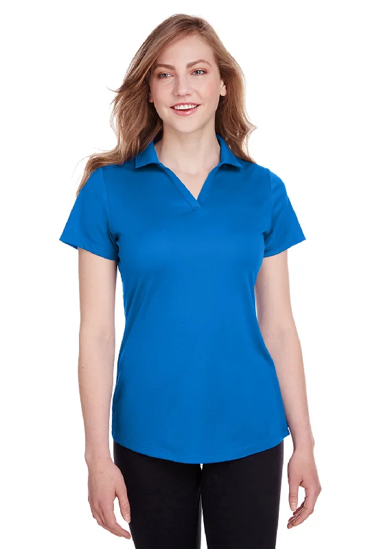 durable outdoor blouses & shirts -Puma Womens Icon Performance Moisture Wicking Short Sleeve Polo Shirt - Lapis Blue