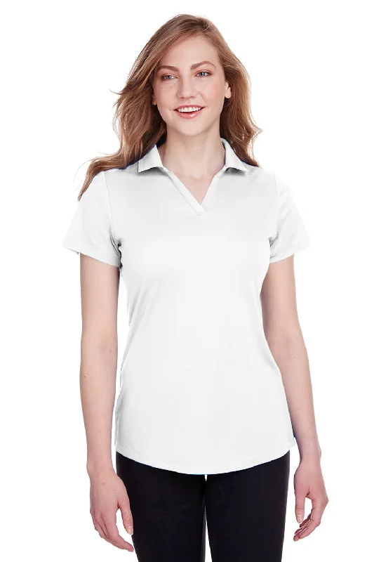 bold floral cotton blouses & shirts -Puma Womens Icon Performance Moisture Wicking Short Sleeve Polo Shirt - Bright White