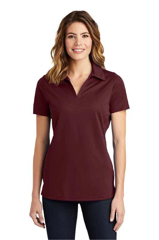 trendy ruffled linen blouses & shirts -Sport-Tek Womens Active Mesh Moisture Wicking Short Sleeve Polo Shirt - Maroon