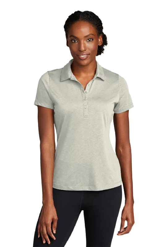 chic collar blouses & shirts -Sport-Tek Womens Strive Moisture Wicking Short Sleeve Polo Shirt - Silver Grey