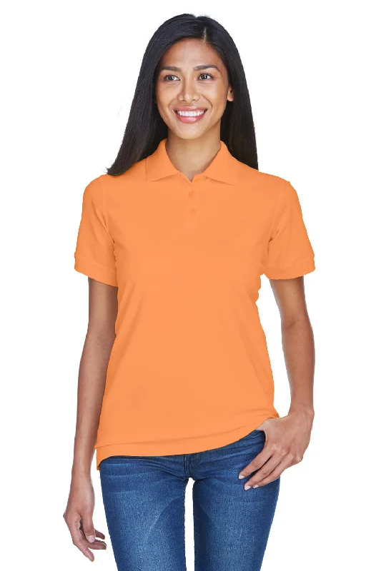 trendy oversized twill blouses & shirts -UltraClub Womens Classic Short Sleeve Polo Shirt - Tangerine Orange - Closeout