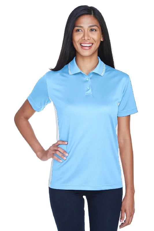 bold geometric wrap blouses & shirts -UltraClub Womens Cool & Dry Moisture Wicking Short Sleeve Polo Shirt - Columbia Blue/White