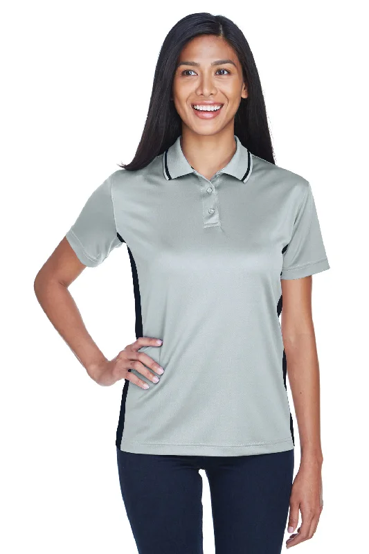 soft knit cotton blouses & shirts -UltraClub Womens Cool & Dry Moisture Wicking Short Sleeve Polo Shirt - Grey/Black