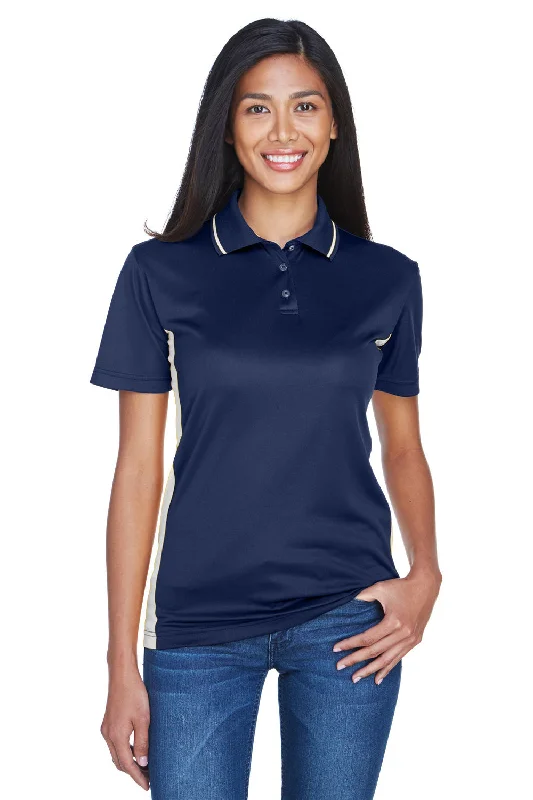 cozy flannel wrap blouses & shirts -UltraClub Womens Cool & Dry Moisture Wicking Short Sleeve Polo Shirt - Navy Blue/White