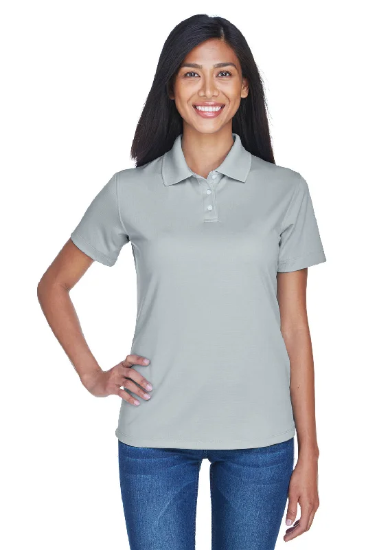 lightweight summer cotton blouses & shirts -UltraClub Womens Cool & Dry Performance Moisture Wicking Short Sleeve Polo Shirt - Silver Grey