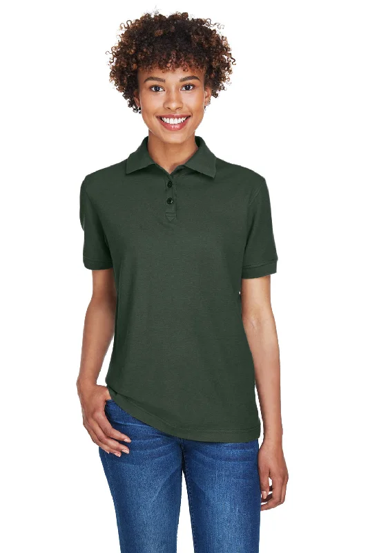 bold floral silk blouses & shirts -UltraClub Womens Whisper Short Sleeve Polo Shirt - Forest Green - Closeout