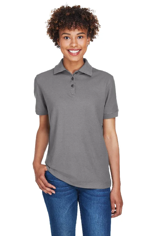 vintage retro wrap blouses & shirts -UltraClub Womens Whisper Short Sleeve Polo Shirt - Graphite Grey - Closeout