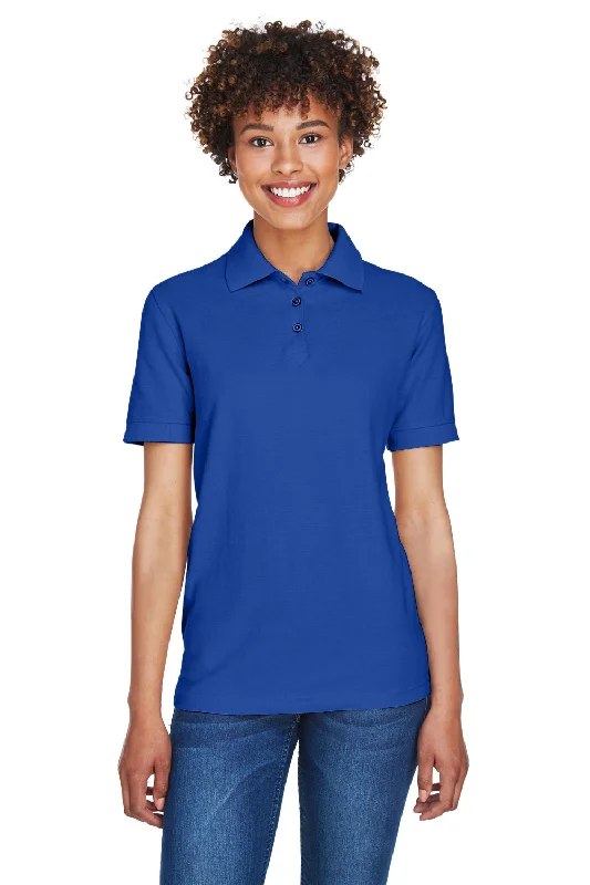 stretchy yoga wrap blouses & shirts -UltraClub Womens Whisper Short Sleeve Polo Shirt - Royal Blue