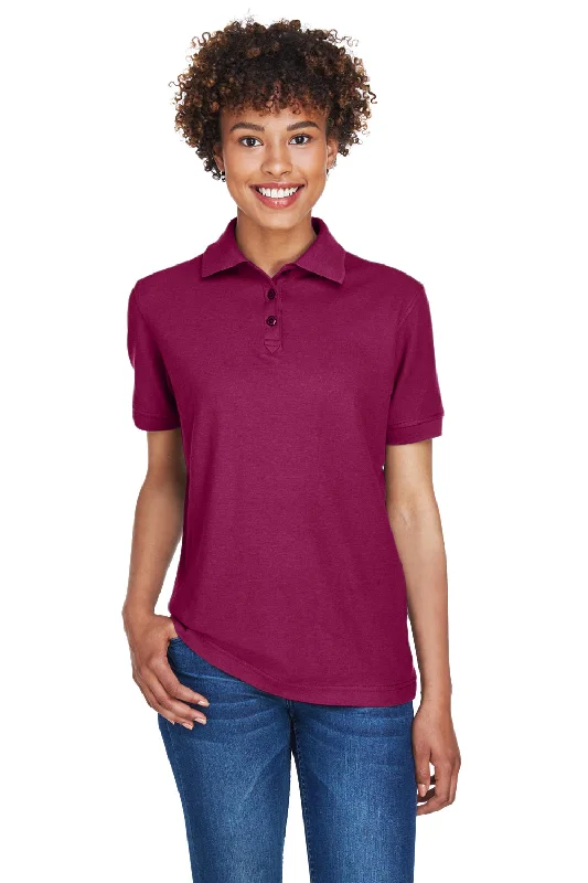 chic collar wrap blouses & shirts -UltraClub Womens Whisper Short Sleeve Polo Shirt - Wine