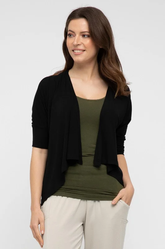 cotton blend mohair cardigans -Bamboo Drape Cardi - Black