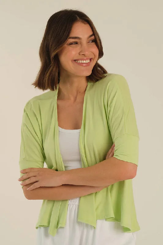 cashmere cardigans with buttons -Bamboo Drape Cardi - Lettuce