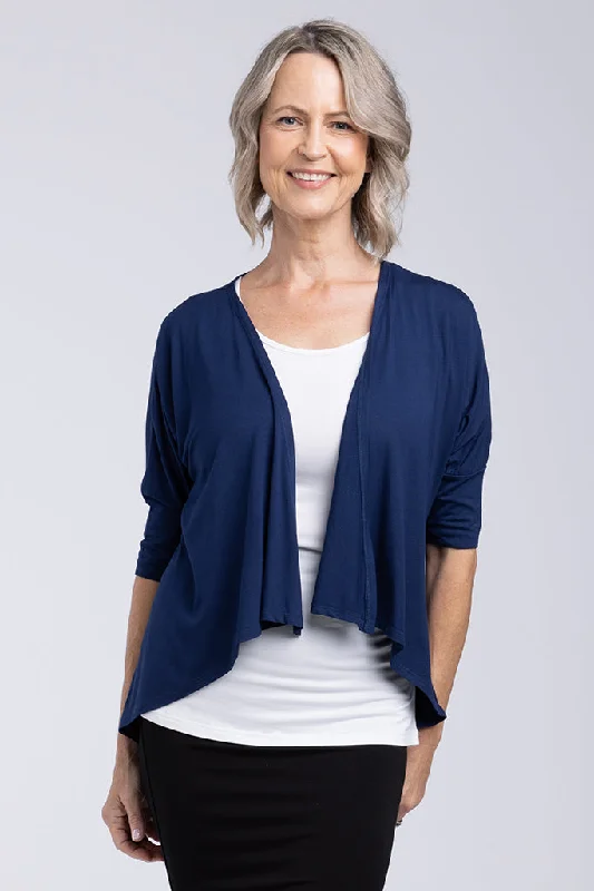 knit alpaca cardigans -Bamboo Drape Cardi - Navy