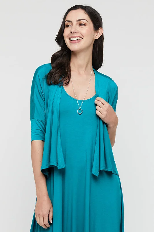 textured mohair cardigans -Bamboo Drape Cardi - Teal