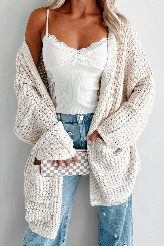 boho plaid cardigans -Blessing In Disguise Oversized Cardigan (Beige)