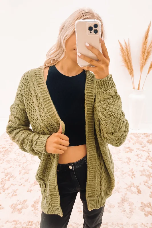 soft ribbed cardigans -Brydie Cardigan Green