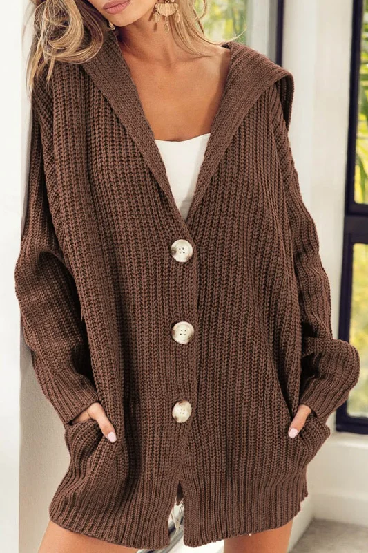 open-front wool cardigans -Button Down Collared Neck Cardigan