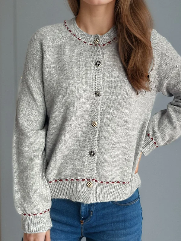 cropped cashmere cardigans -Button Down Long Sleeve Cardigan