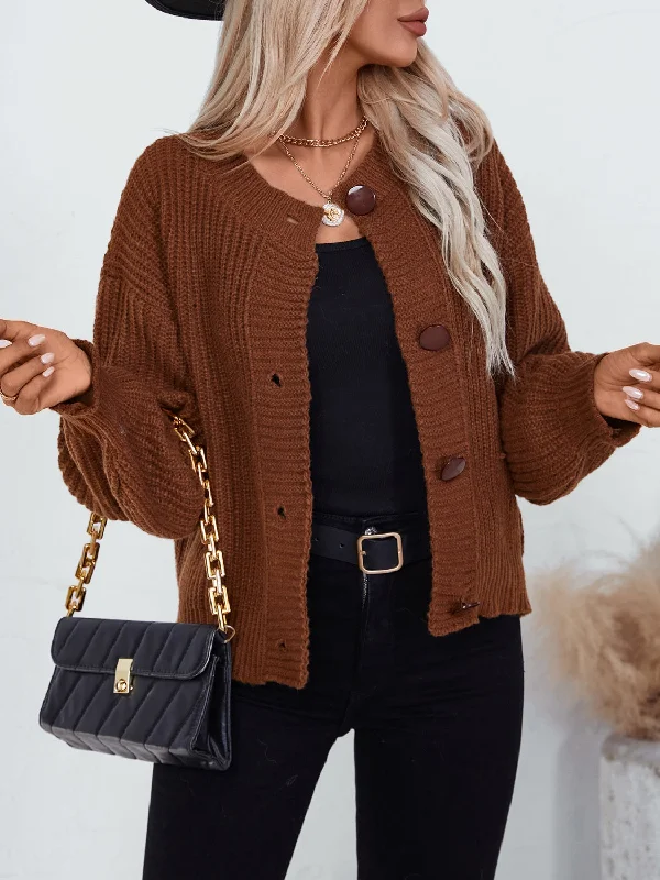 v-neck cashmere cardigans -Button Down Long Sleeve Cardigan