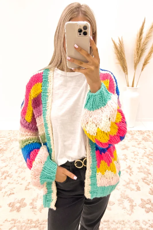 boho knit mohair cardigans -Delia Cardigan Multi