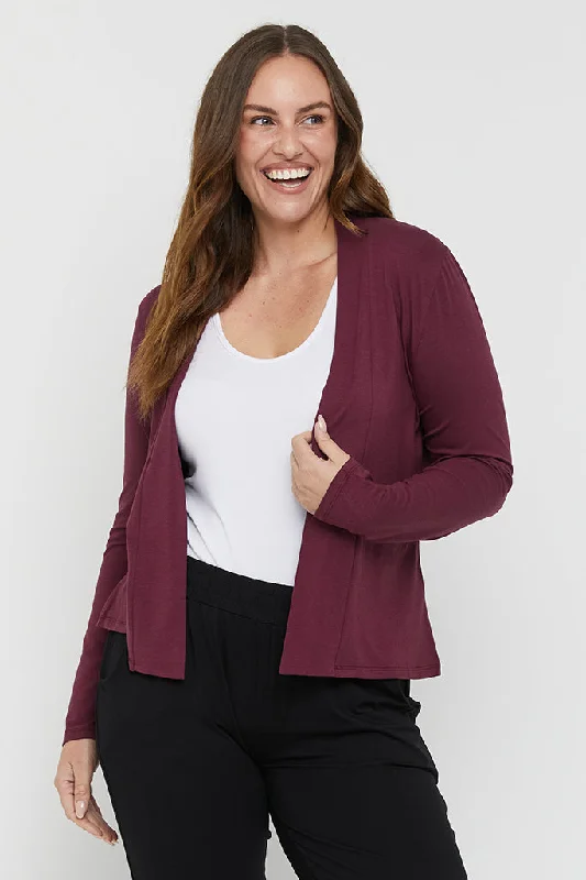 cropped knit alpaca cardigans -Everyday Cardi - Burgundy