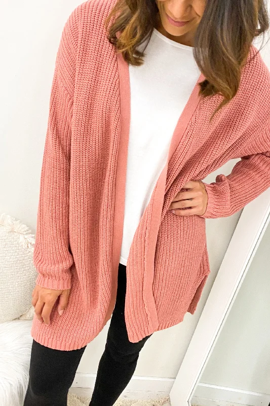 textured ribbed cardigans -Everyday Knit Cardi Plum