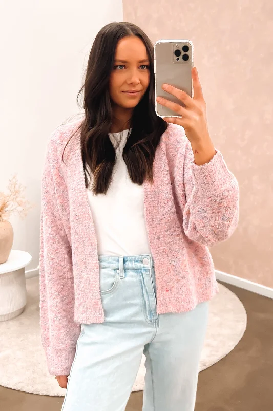 lightweight cashmere cardigans -Izzy Crop Knit Cardi Pink