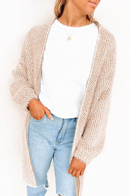 boyfriend mohair cardigans -Kaylah Cardigan Beige