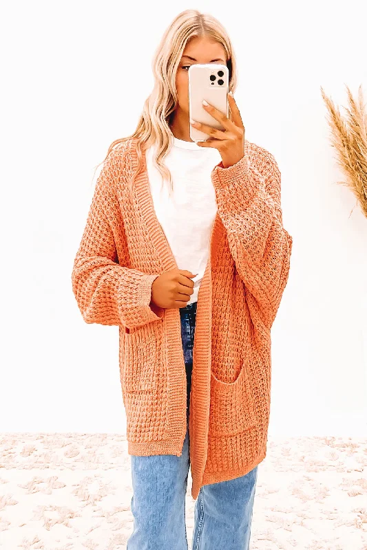 cotton blend cashmere cardigans -Kendrah Cardigan Peach