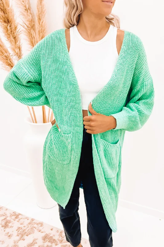 oversized alpaca cardigans -Megan Cardigan Green