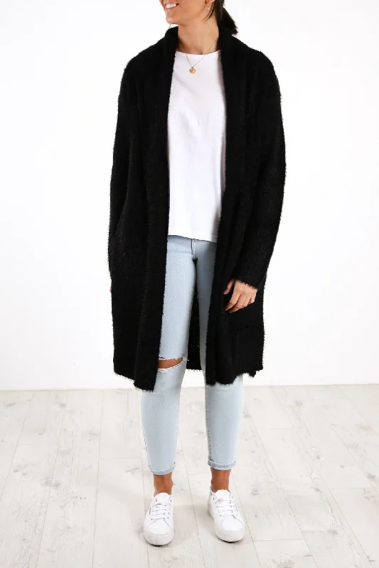 boho knit ribbed cardigans -Mia Cardigan Black