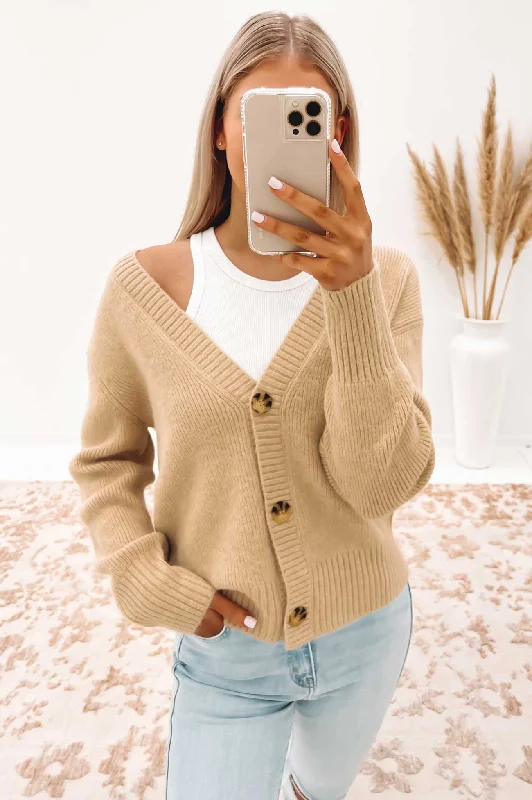 cashmere alpaca cardigans -Nina Cardigan Beige