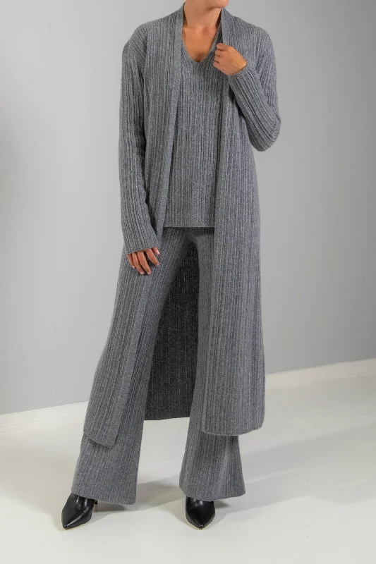 slouchy ribbed cardigans -RECYCLED CASHMERE RIBBED DUSTER